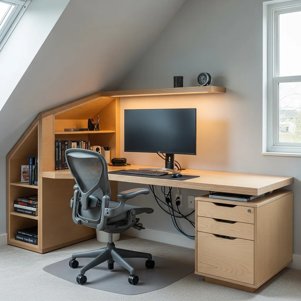 Custom desk solution for angled room