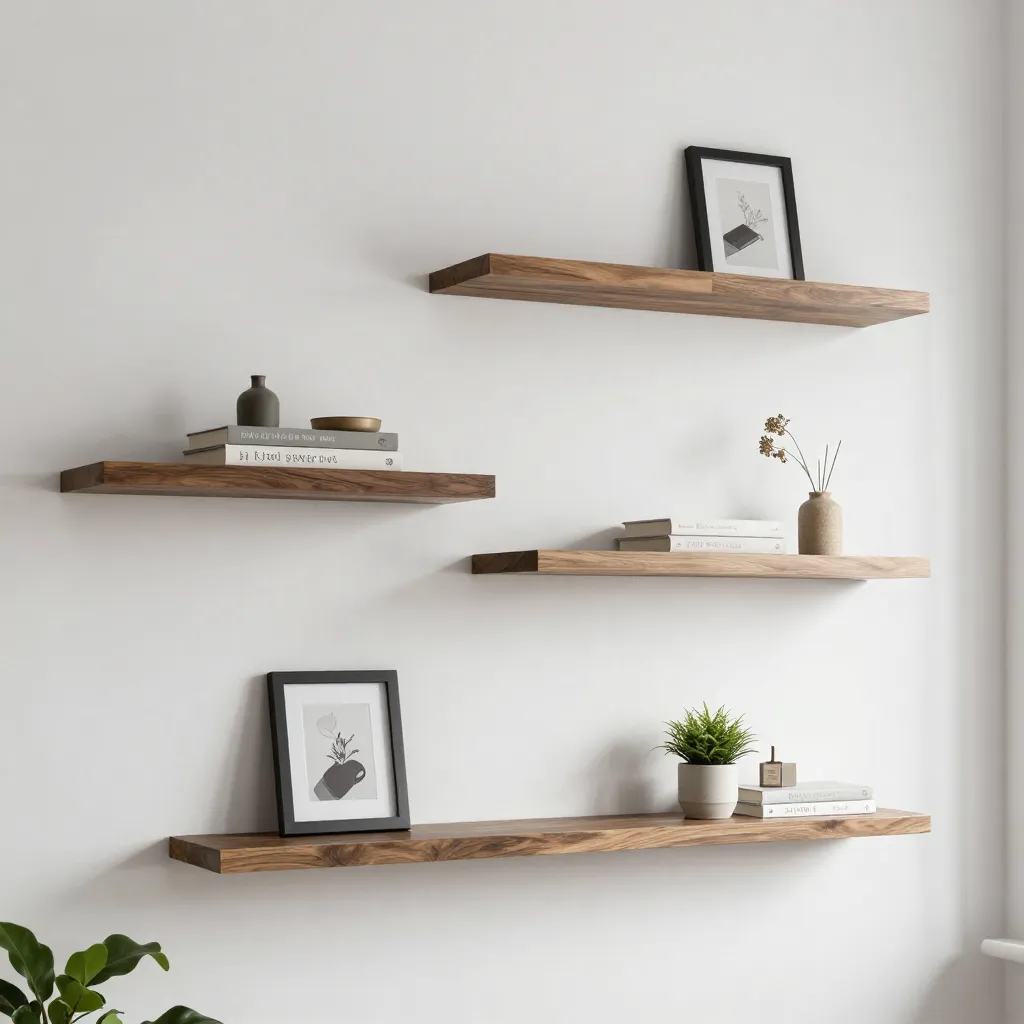 Built-in shelving for irregular wall spaces