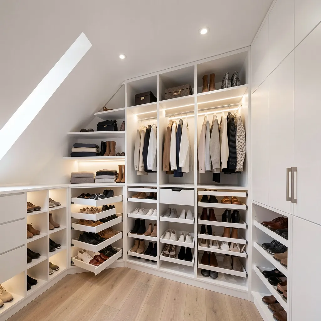 Custom wardrobe for sloped ceiling rooms